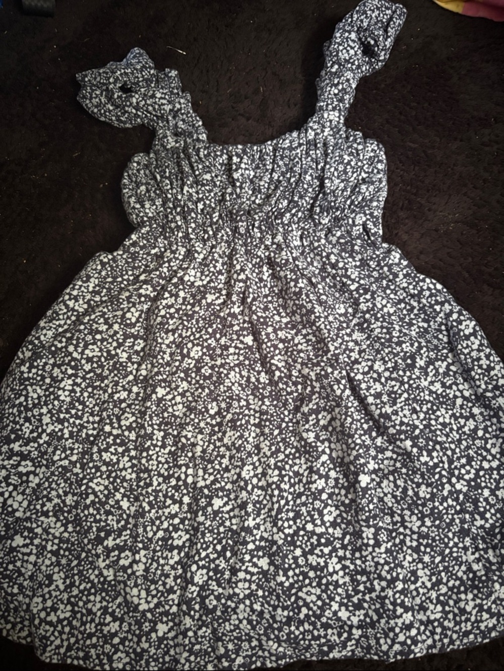 Abercrombie & Fitch Navy and light blue Floral Mini Dress with Smocked Bodice